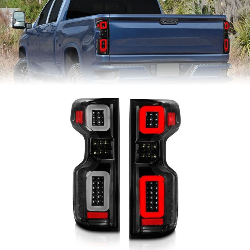 Anzo 311417 19-21 fits Chevy Silverado Work TruckFull LED Tailights Black Housing Clear Lens G2 (w/C Light Bars)