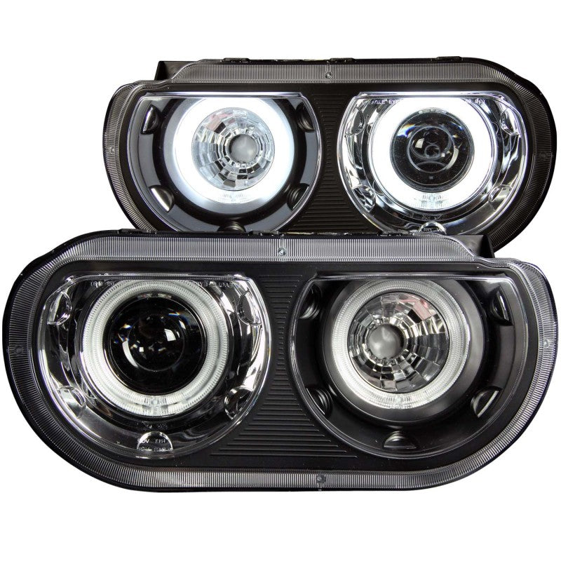 ANZO 121308 2014 fits Dodge 08-20 Challenger Projector Headlights w/ Halo Black (CCFL)