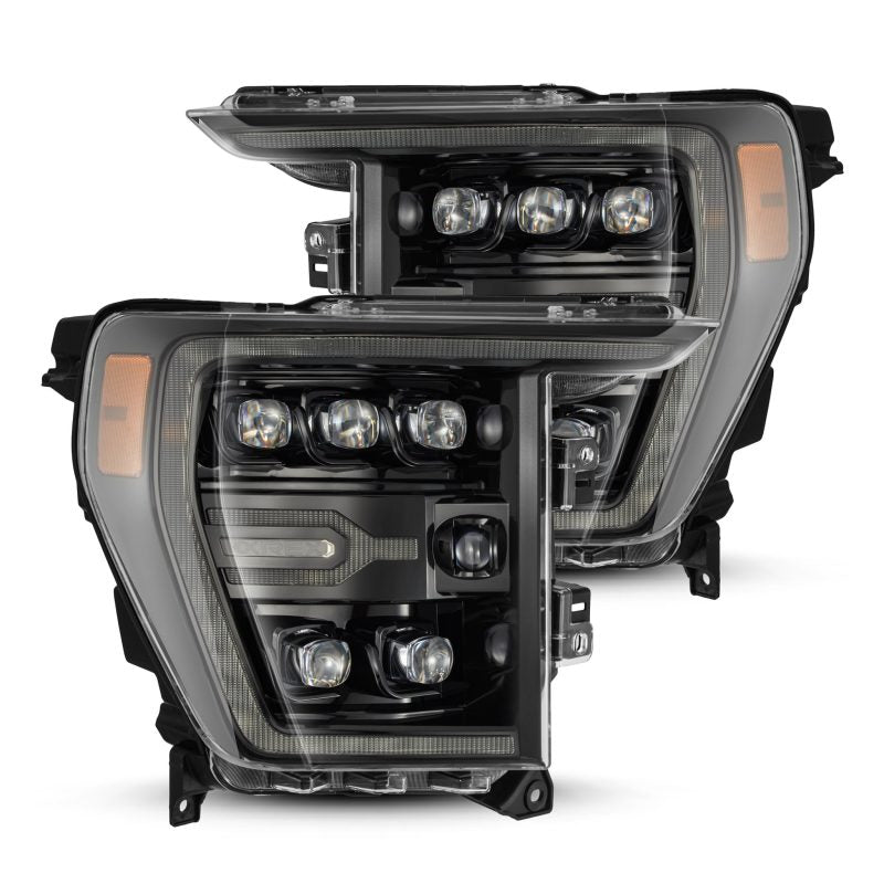 AlphaRex 880138 fits Ford 21-22 F-150 NOVA LED Proj Headlights Plank Style Alpha Blk w/Activ Light/Seq Signal