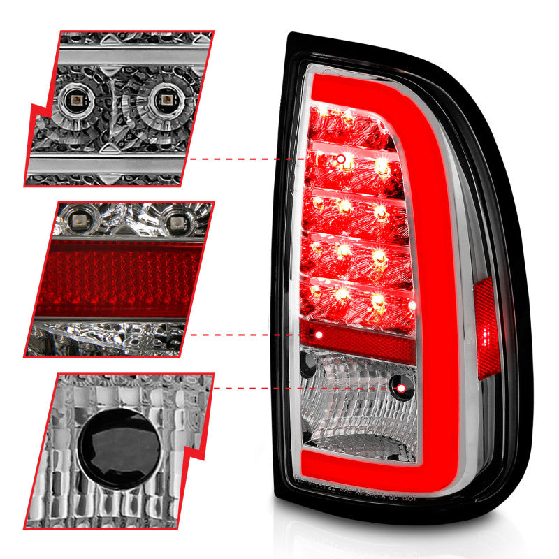 ANZO 311413 fits Toyota 00-06 Tundra LED Taillights w/ Light Bar Chrome Housing Clear Lens