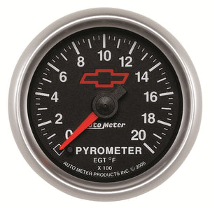 AutoMeter 3645-00406 AutoMeter Gauge Pyrometer (Egt) 2-1/16in. 2000 Deg. F Stepper Motor fits Chevy Red Bowtie Black