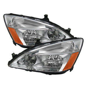 5072207 Xtune fits Honda 03-07 Accord Amber Crystal Headlights Chrome HD-JH-HA