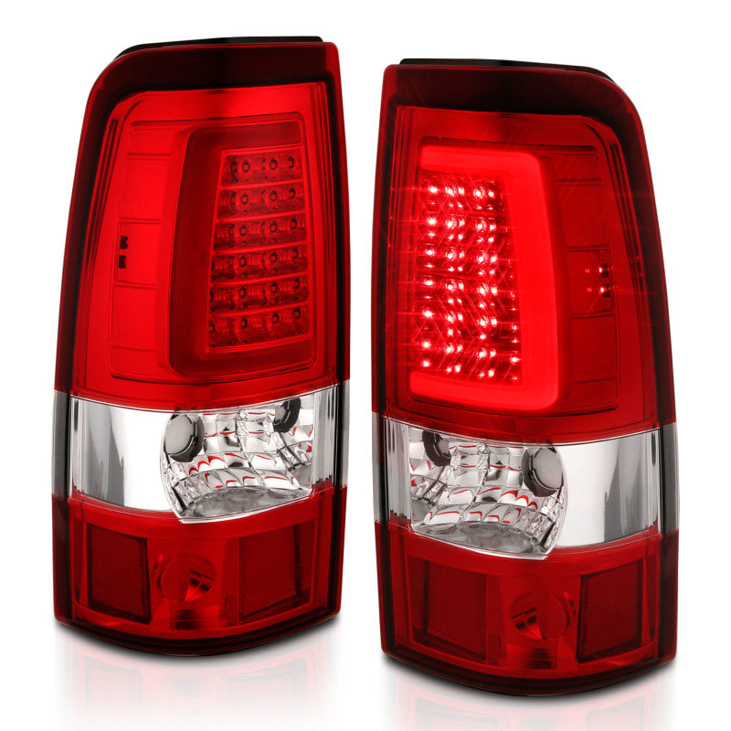 ANZO 311335 2006 fits Chevy 03-20 Silverado 1500 LED Taillights Plank Style Chrome With Red/Clear Lens