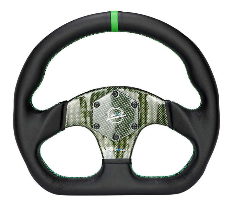 NRG RST-024CF RST-024CF/GN Carbon Fiber Flat Bottom Steering Wheel Green CF