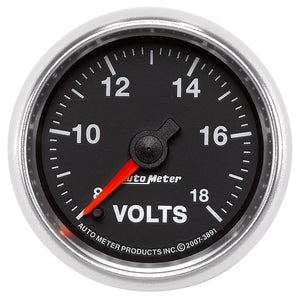 AutoMeter 3891 Autometer GS Series 2-1/16in Voltmeter 18V Electrical Gauge Full Sweep