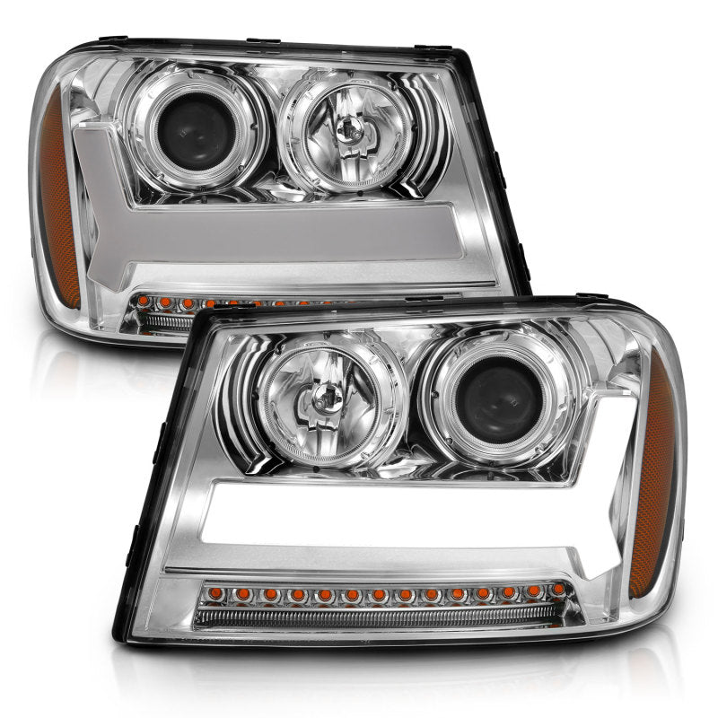 ANZO 111391 2009 fits Chevrolet 06-20 Trailblazer Projector Headlights w/ Plank Style Design Chrome w/ Amber