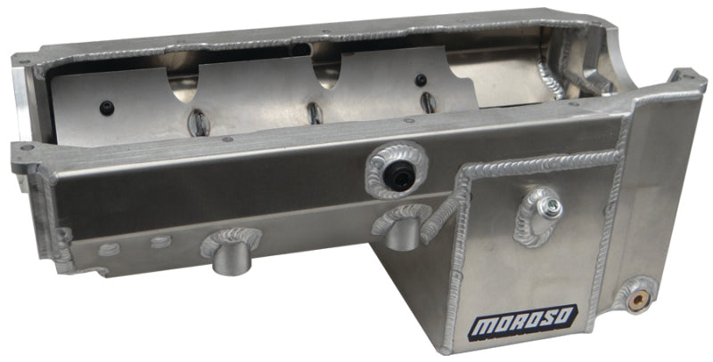 Moroso 21247 Dart/Rocket Small Block (w/Double Power Kick Outs) Wet Sump 8qt 8.5in Aluminum Oil Pan