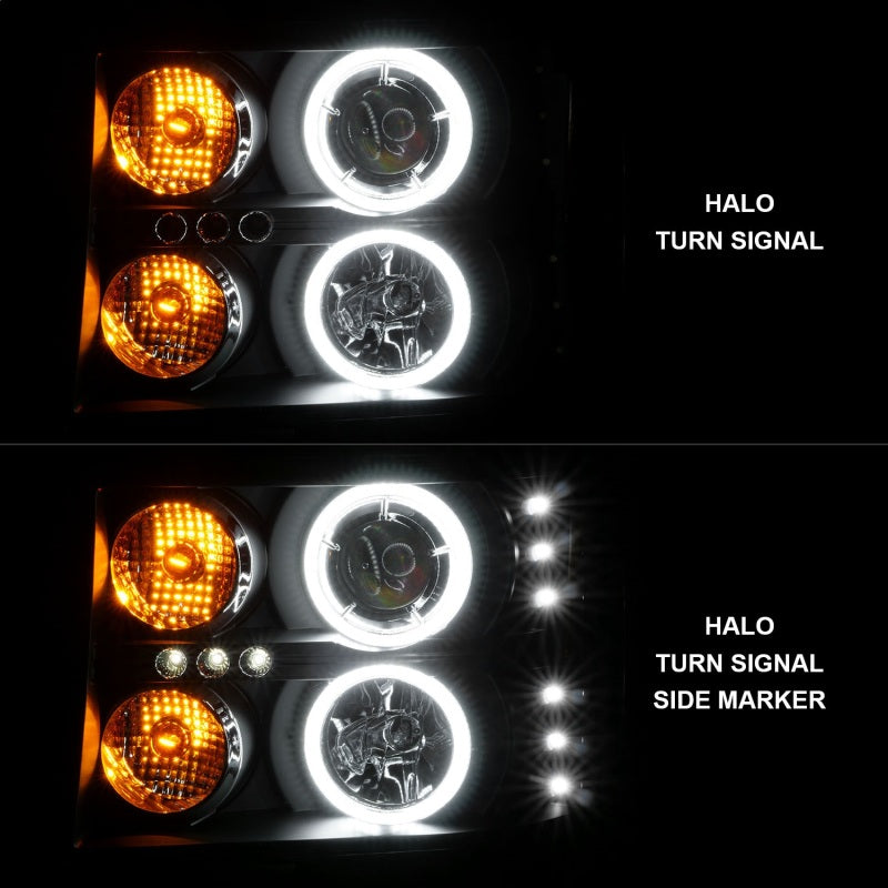 ANZO 111125 2013 Gmc Sierra 1500 Projector Headlights w/ Halo Black