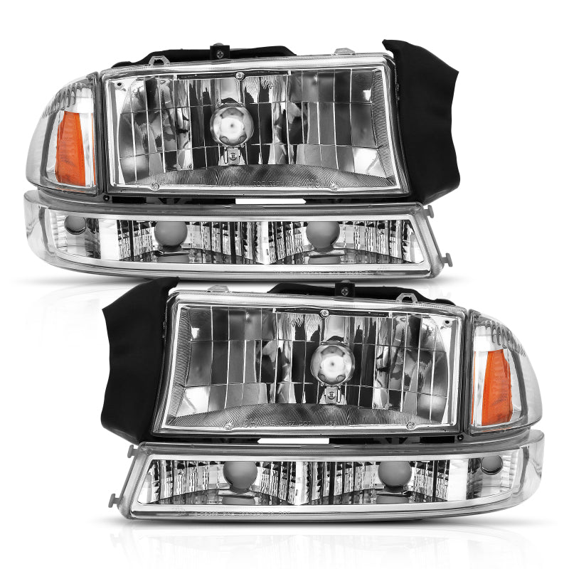 ANZO 111455 1904 fits Dodge 97-20 Dakota Crystal Headlight Set Chrome Amber