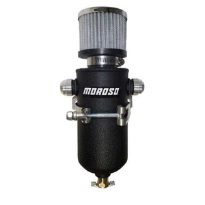 Moroso 85753 12AN Male Fittings Catch Can Breather Tank - Black Powder Coat