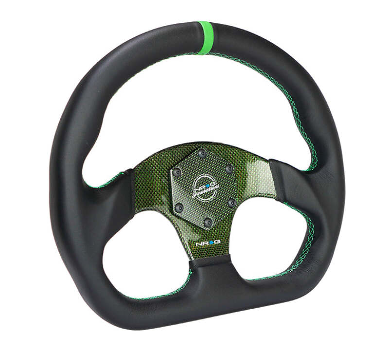 NRG RST-024CF RST-024CF/GN Carbon Fiber Flat Bottom Steering Wheel Green CF