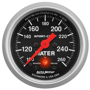 AutoMeter 3354 Autometer 2-1/16in 260 Deg Water Temp Gauge Digital Stepper Motor w/Peak & Warn - Sport-Comp