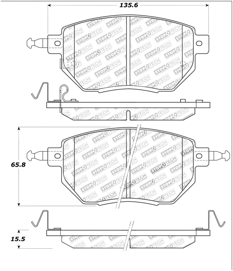 StopTech 308.0969 Street Touring /05 fits Infiniti 03-11 / 05-06 Nissan Front Brake Pads