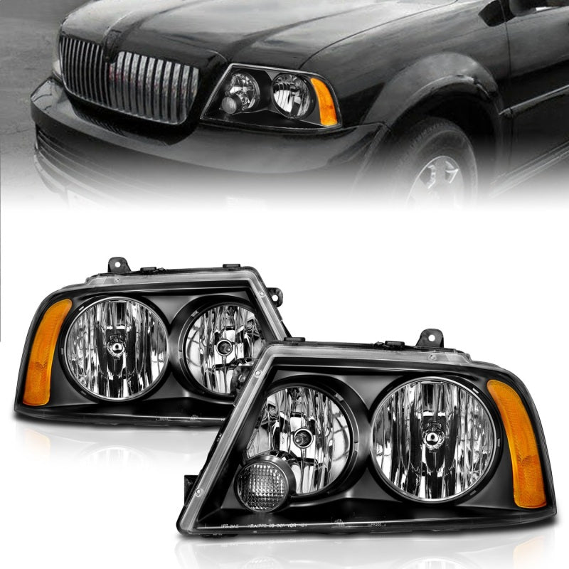 ANZO 111045 2006 fits Lincoln 03-20 Navigator Crystal Headlights Black