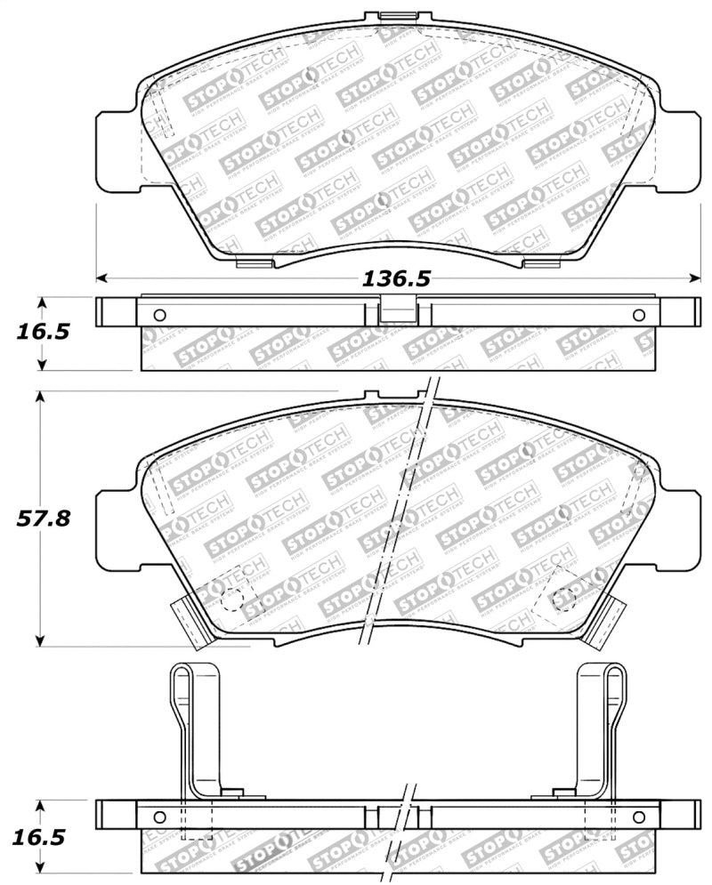 Stoptech 309.0948 Performance 06-11 Honda Civic Sedan Hybrid Front Brake Pads