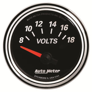 AutoMeter 1293 Autometer Designer Black II 52mm 18V Voltmeter Gauge