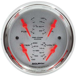 AutoMeter 200706-35 Autometer Marine Chrome 3-3/8in Gauge - 100PSI