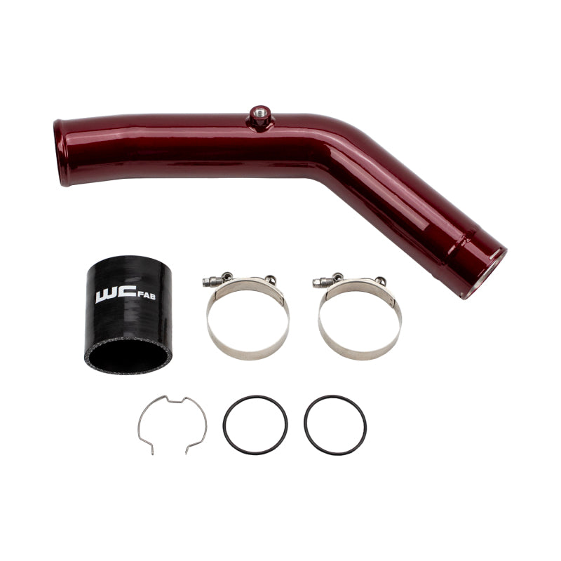 Wehrli WCF100308-RED 23-24 fits Ford 6.7L HO Power Stroke 3in Hot Side Intercooler Pipe - WCFab Red