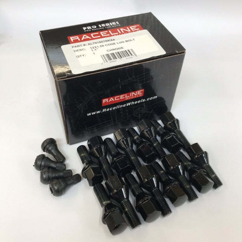 Raceline L791807BKA4 12x1.50 1.1in Black Lug Bolts