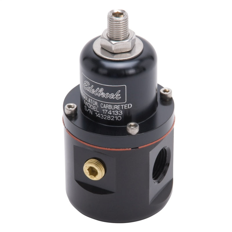 Edelbrock 174133 Fuel Pressure Regulator Carbureted 160 GPH 5-10 PSI 3/8In In/Out 3/8In Return Black