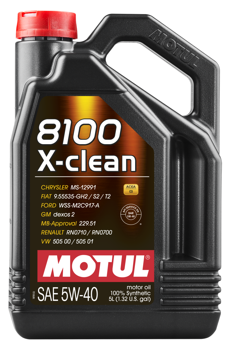 Motul 102051 5L Synthetic Engine Oil 8100 5W40 X-CLEAN C3 -505 2 00-505 00-LL04