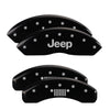 MGP 42019SJPLBK 4 Caliper Covers Engraved Front fits Jeep Rear Grill Logo Black