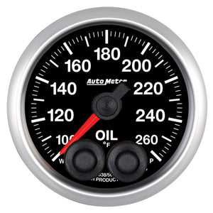 AutoMeter 5638 Autometer Elite 52mm 100-260 Deg F Oil Temp Peak & Warn w/ Electronic Control Gauge