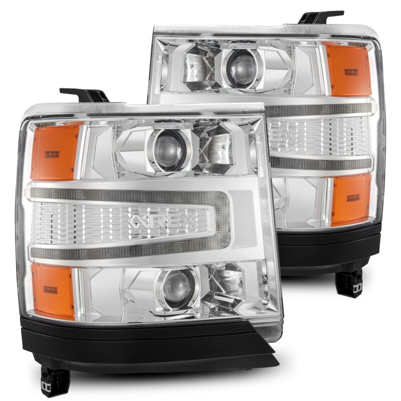AlphaRex 880235 16-18 fits Chevy 1500HD LUXX LED Proj Headlights Chrome w/Seq