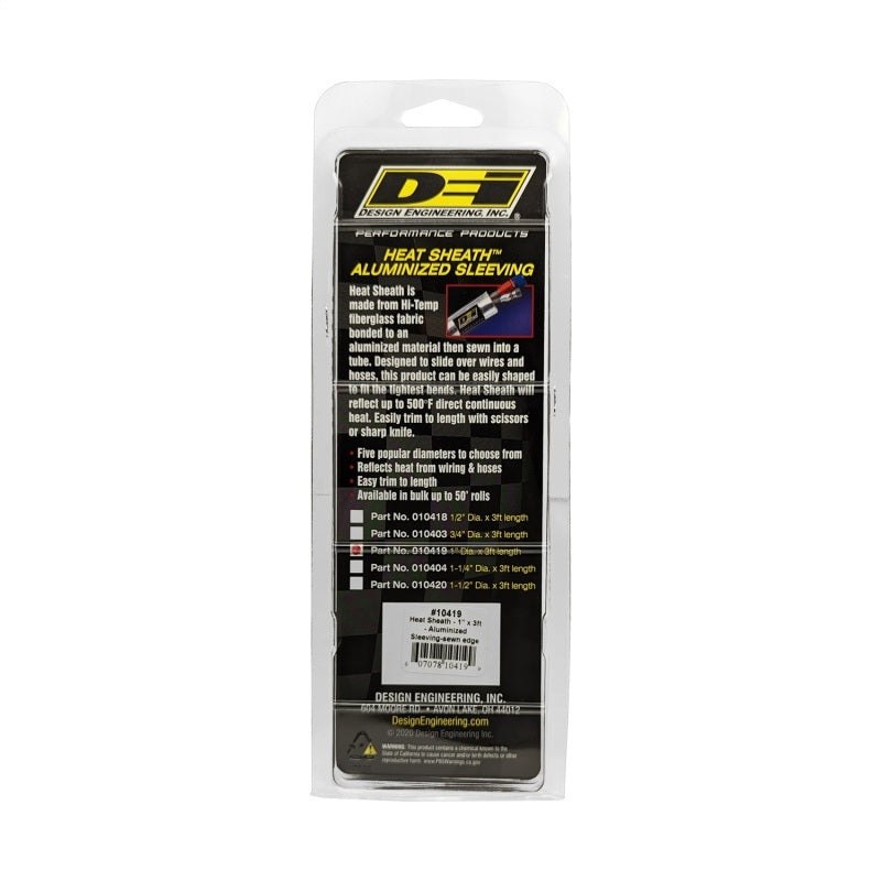 DEI  10419 Heat Sheath 1in x 3ft - Aluminized Sleeving - Sewn Edge