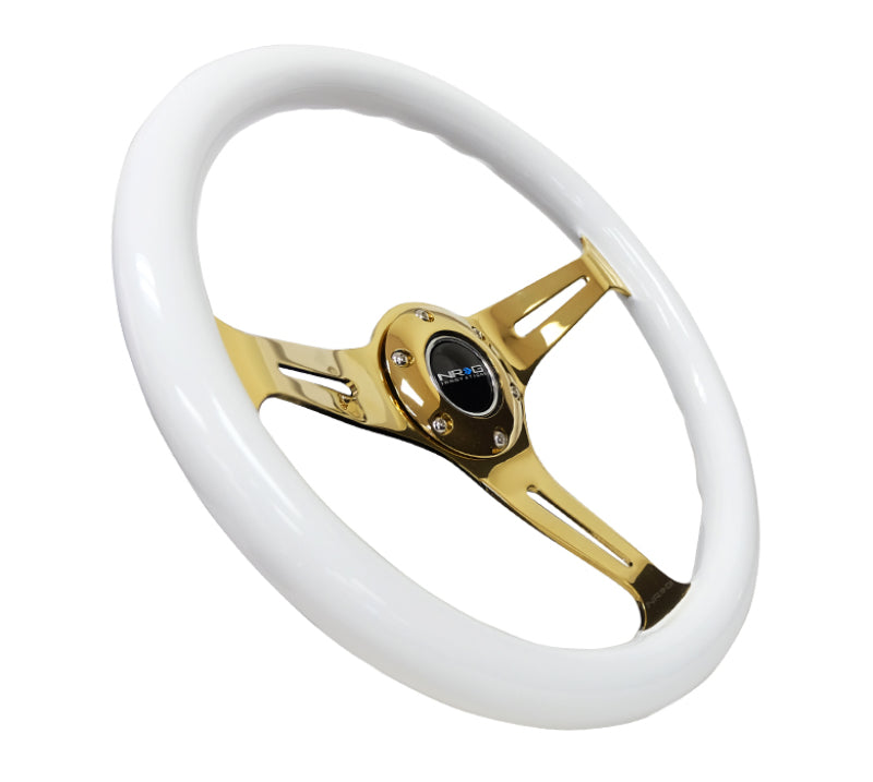 NRG ST-015CG-WT ST-015CG-WT Classic Wood Grain Steering Wheel White Grip