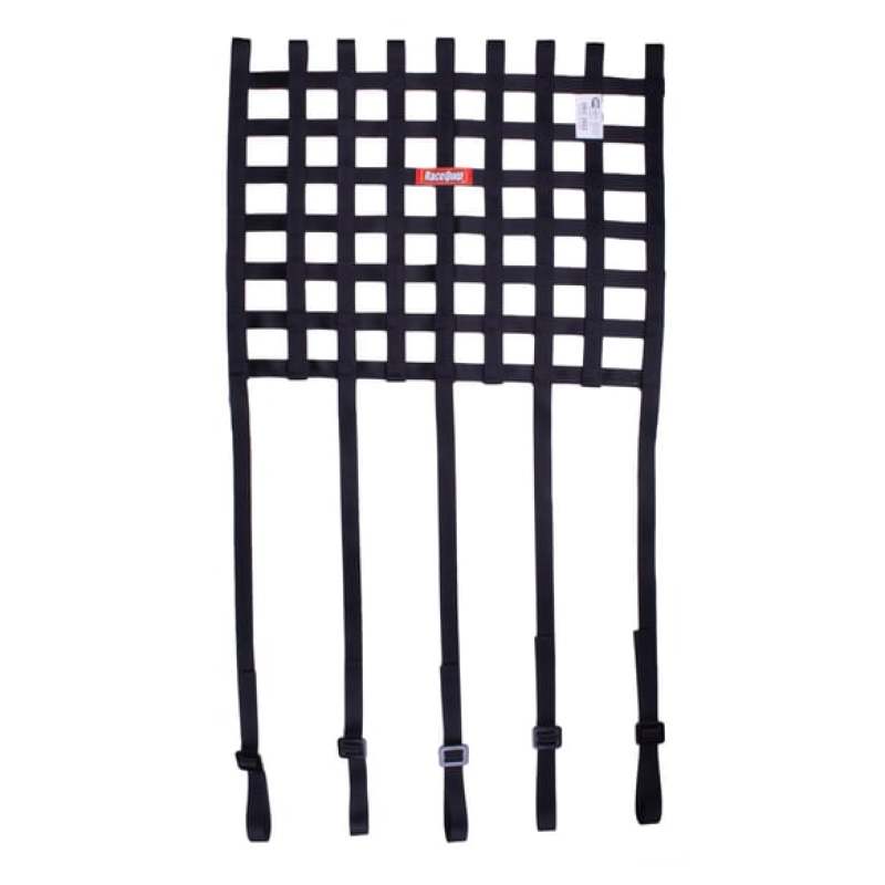 Racequip 825003 Ribbon Style Race Car Window Net w/1In Mounting Straps / SFI 27.1 Certified Blk 18 H X 18 W
