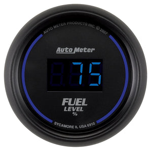 AutoMeter 6910 Autometer Cobalt Digital 52.4mm Black Programmable Empty-Full Range Fuel Level Gauge