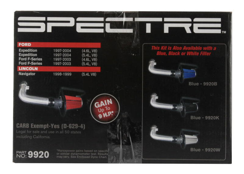 Spectre 9920 97-03 fits Ford Expedition V8-4.6/5.4L F/I Air Intake Kit - Polished w/Red Filter