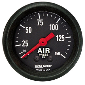 AutoMeter 2620 Autometer Z Series 52mm 0-150 PSI Mechanical Air Pressure Gauge