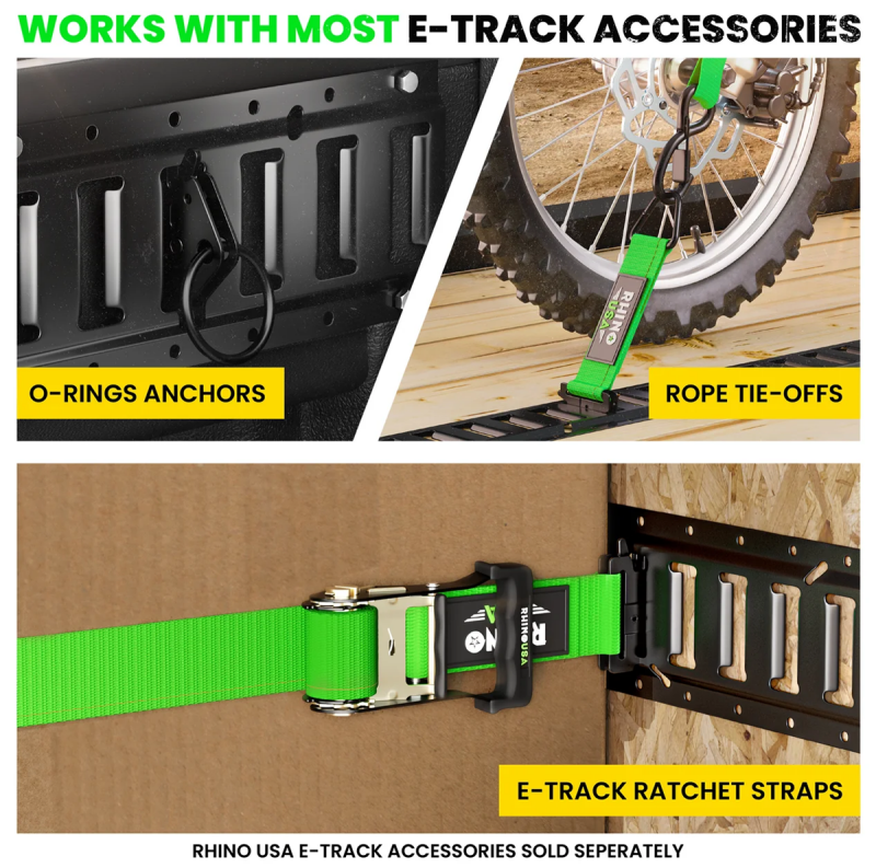 Rhino USA TD-ETRAIL5-2PK-BLK 5Ft E-Track Tie-Down Rails, Black (2 Pack)