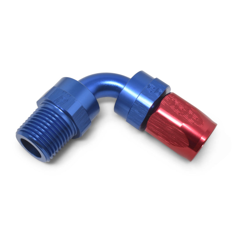 Russell 612120 Performance -10 AN Red/Blue 90 Deg Full Flow Swivel Pipe Thread Hose End (With 1/2in NPT)
