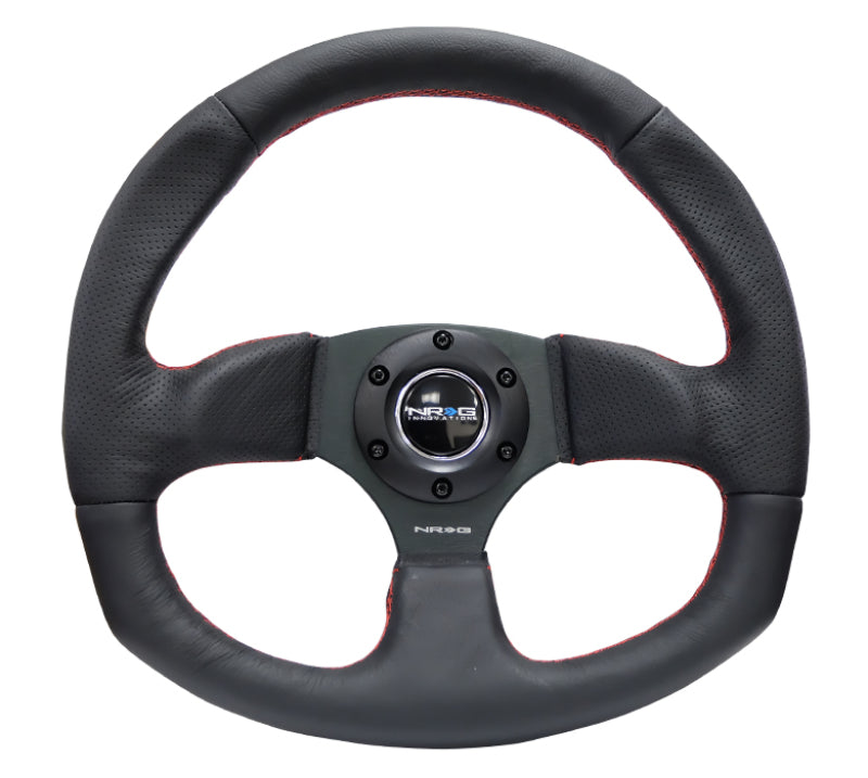 NRG RST-009R-RS RST-009R-RS Reinforced Steering Wheel Leather w/Red Stitching