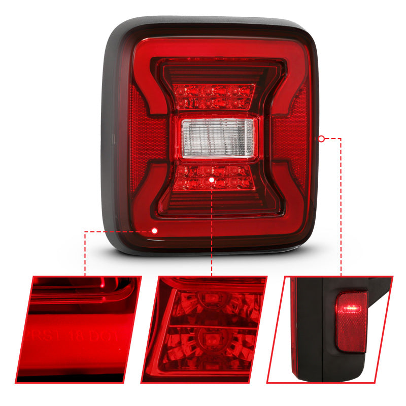 ANZO 311295 fits Jeep 18-19 Wrangler JL LED Taillights Black