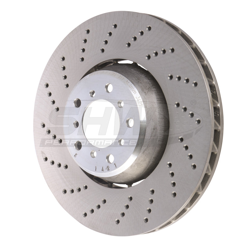 SHW Performance BFL48051 SHW 06-10 fits BMW M5 5.0L Left Front Cross-Drilled Lightweight Brake Rotor (34112282805)