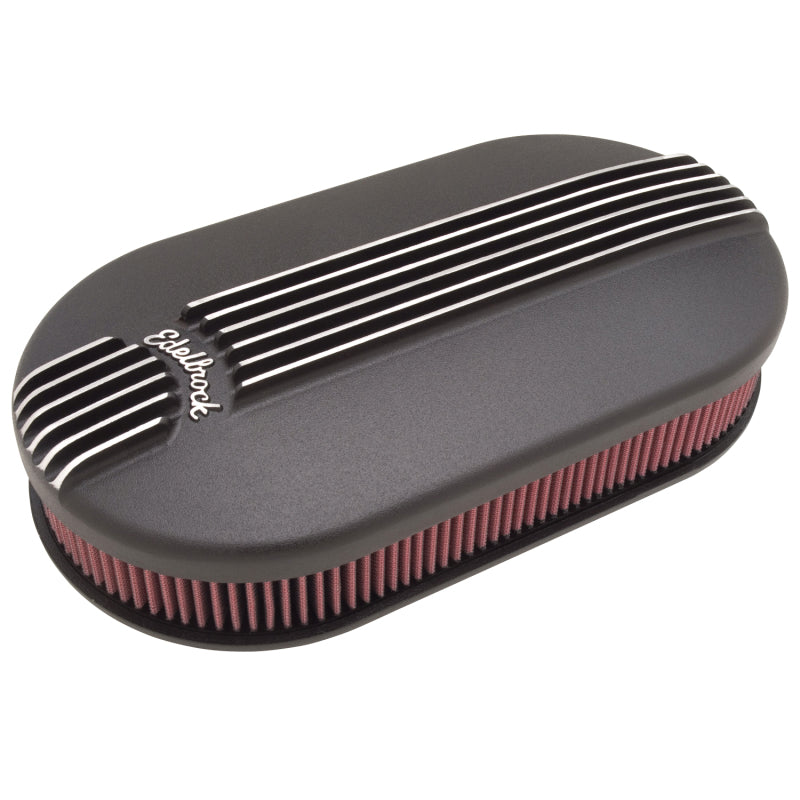 Edelbrock 41193 Air Cleaner Classic Series Oval Aluminum 17 5In X 9 35In X 4 45In Dual Carburetor Black