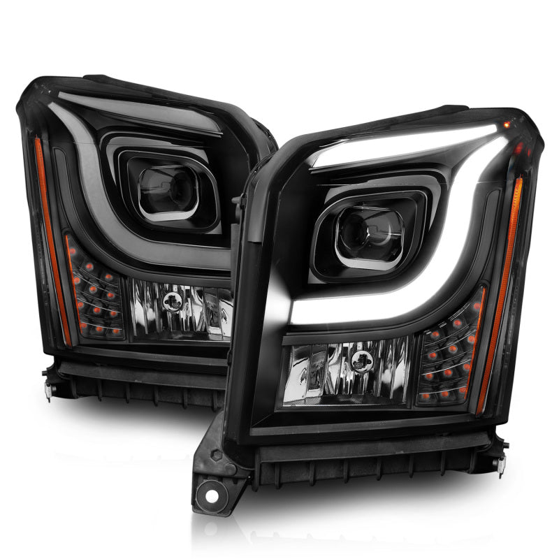 Anzo 111535 15-17 fits GMC Yukon/Yukon XL Projector Headlights Black Housing/Clear Lens (w/ Light Bars)