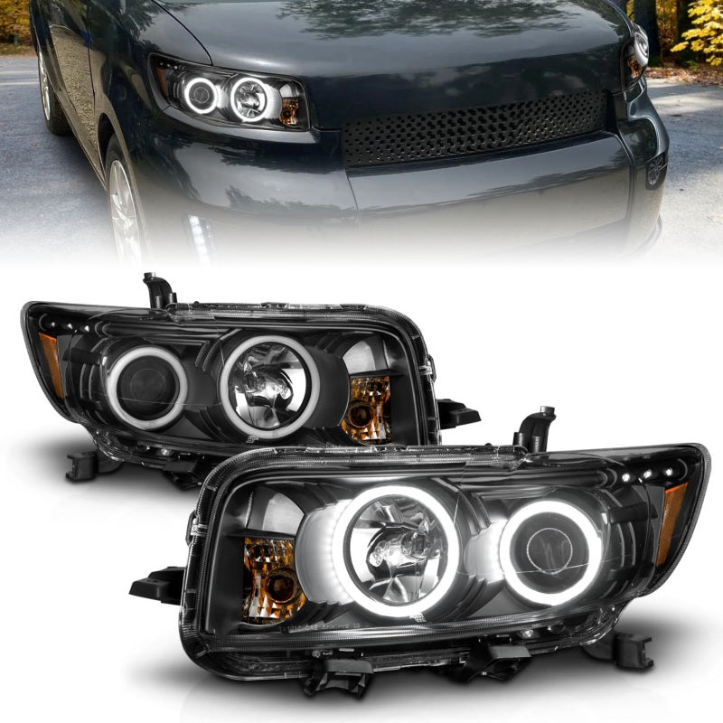 ANZO 121280 2010 fits Scion 08-20 Xb Projector Headlights w/ Halo Black