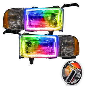 ORACLE Lighting 8167-330 Oracle 94-02 fits Dodge Ram Pre-Assembled Halo Headlights - ColorSHIFT