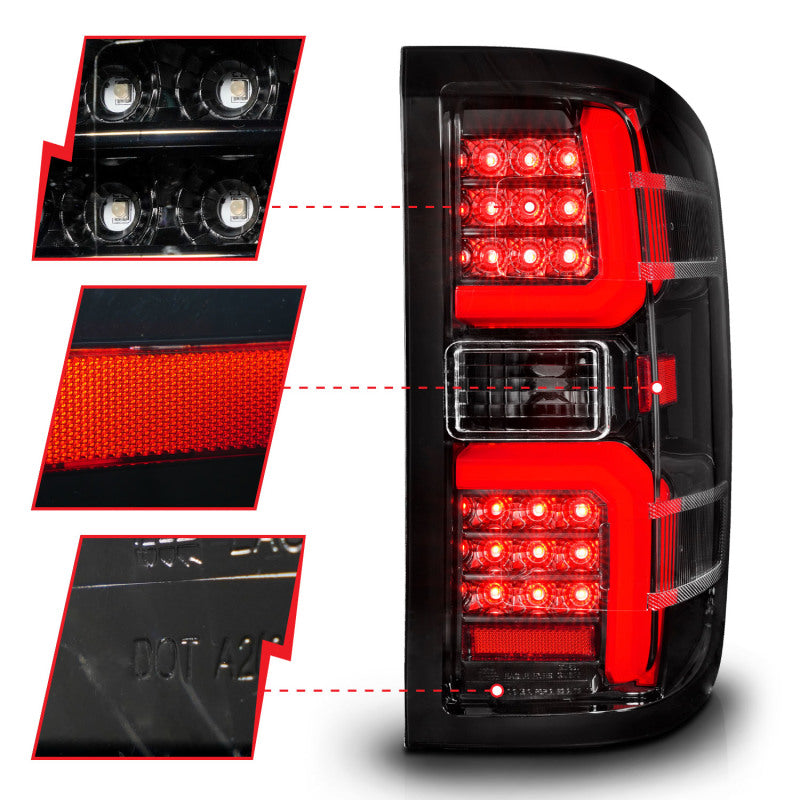 ANZO 311450 fits Chevrolet 15-19 Silverado 2500 HD/3500 HD LED Taillight w/ Sequential Black Housing/Clear Lens