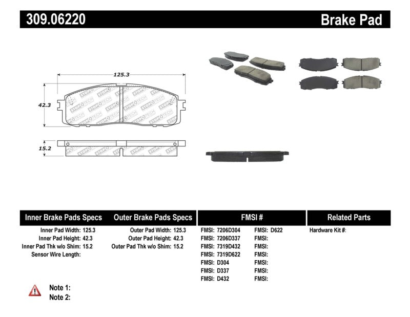 Stoptech 309.0622 Performance 87-92 MK3 Supra Rear Brake Pads