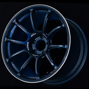 Advan YA28J12EDR RZ-F2 18x9.5 +12 5x114.3 Racing Titanium Blue and Ring Wheel