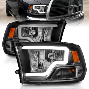 ANZO 111515 2009-2018 fits Dodge Ram 1500 Crystal Headlights w/ Light Bar Black Housing