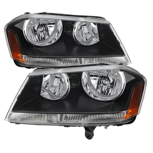 9025297 Xtune fits Dodge 08-14 Avenger Crystal Headlights Black HD-JH-DA08-AM-