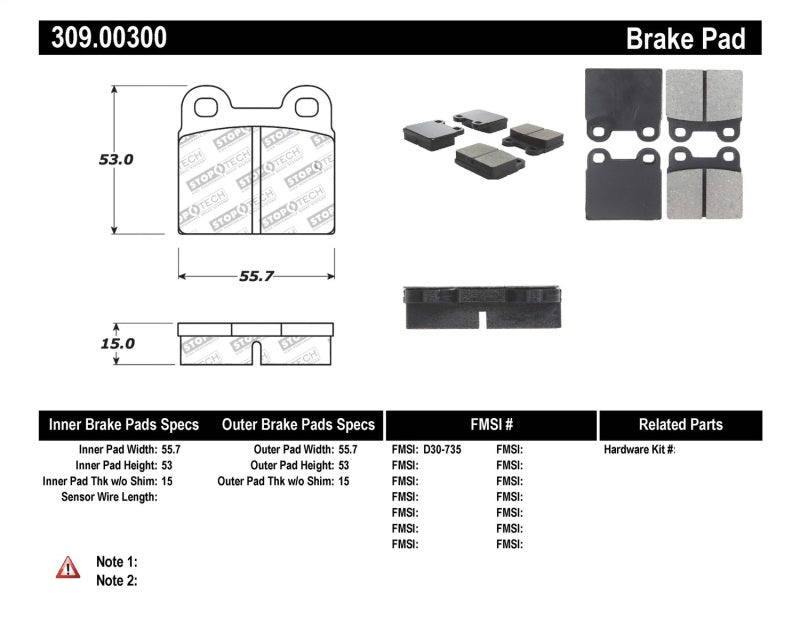 Stoptech 309.003 Performance Brake Pads