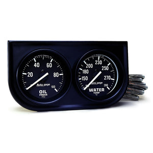 AutoMeter 2392 AutoGage 2 Gauge Console 52.4mm Mech 0-100 PSI Oil Pre/Water Temp